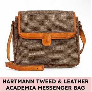 Hartmann Tweed Messenger Bag Wool Blend Belting Leather Academia Vintage